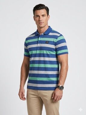 130 PAUL & SHARK Men’s Yacht Club Striped Cotton Knit Polo - Multicolours, XL